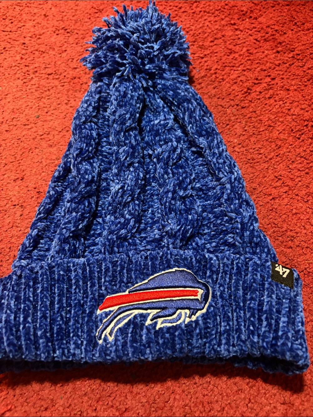 47 Buffalo Bills Pom Knit Beanie - Blue with Team Patch